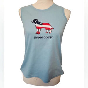 Life Is Good USA Dog Sleeveless Tank Top Women's Size XS NWT *Discoloration